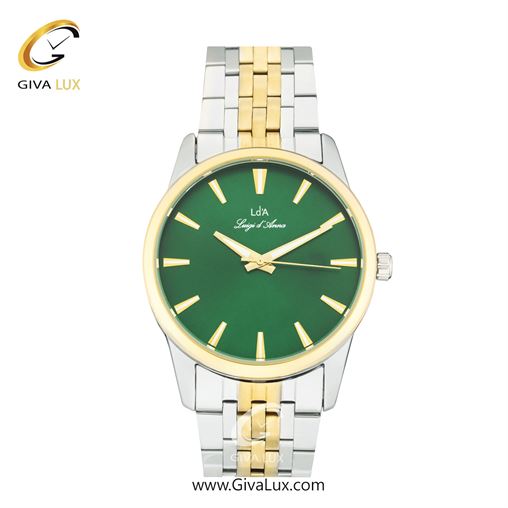 ساعت مچی اورجینال زنانه LdA | لوئیجی د آنا | Luigi d'Ana نقره ای-طلایی | طلایی-نقره ای| سبز یشمی تیره| کد رفرنس 2483